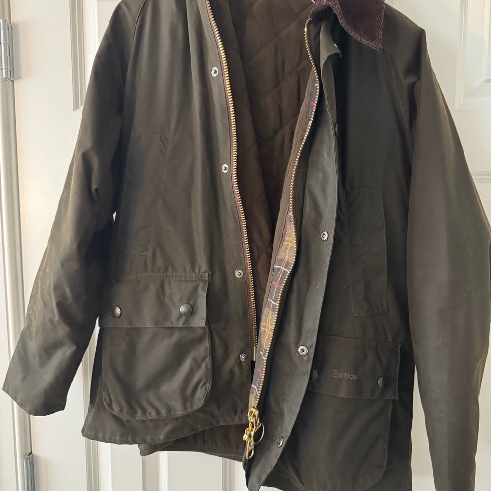 Barbour Classic waxed Bedale with detachable liner.